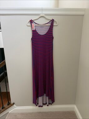 NWT Vineyard Vines Red & Blue Striped Scoop Neck Maxi Dress Sz XS